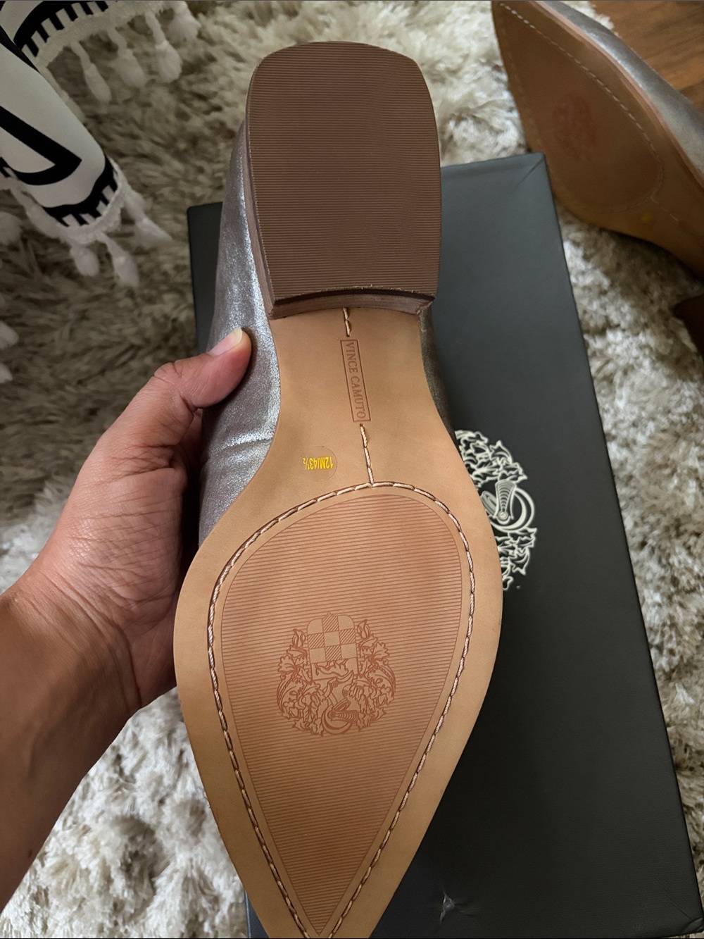 Vince Camuto Metallic Taupe Pointed-Toe Slip-Ons - Picture 3 of 4